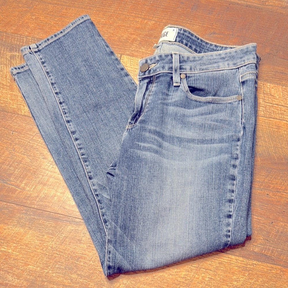 Paige Jimmy Jimmy crop distressed denim jeans size 27 medium wash